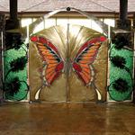 Commissioned Large Butterfly Entry Gate located in Maui Hawaii. Bronze, Stainless Steel and Iridized Glass.